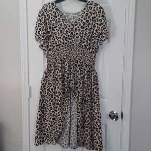 C Est. 1946 V Neck Leopard Print Blouse Dress Plus Sz 18/20W